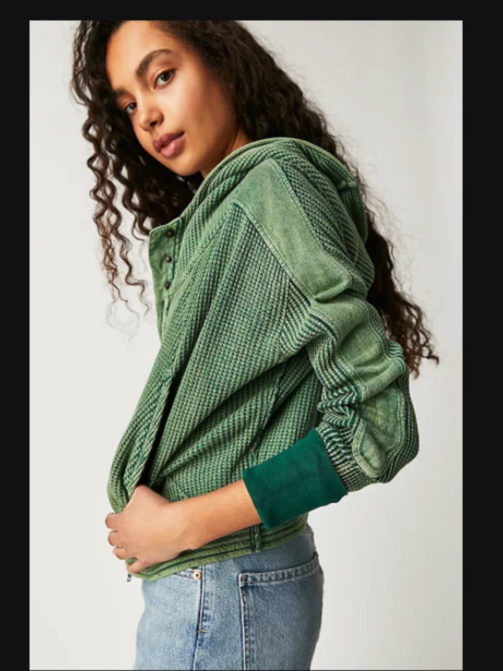 NWOT Fp one free people mason hoodie in bright green size M